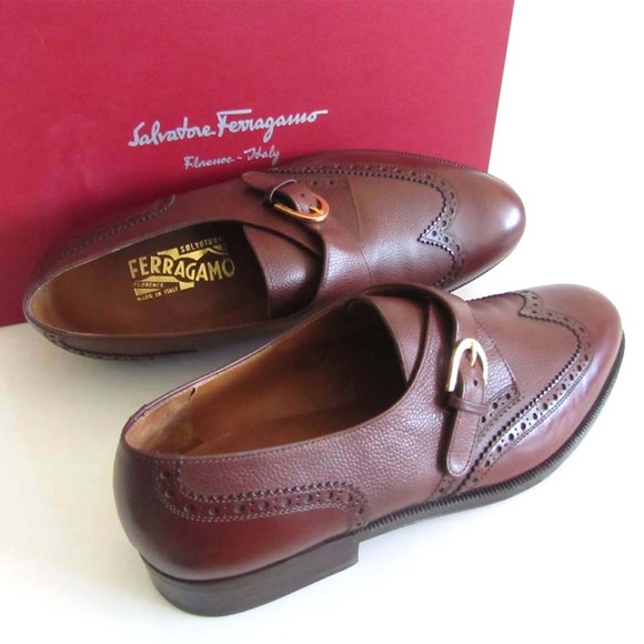 new SALVATORE FERRAGAMO Gancio monk strap shoes 10 EE display picture 1